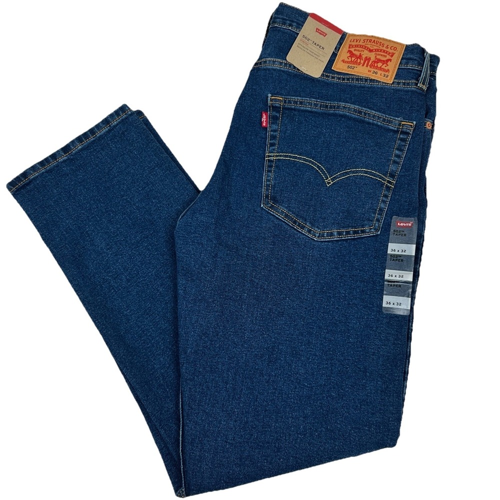 NWT Levi's 502 Tapered Denim Jeans Regular Zip Fly Men's 36x32 Medium Blue